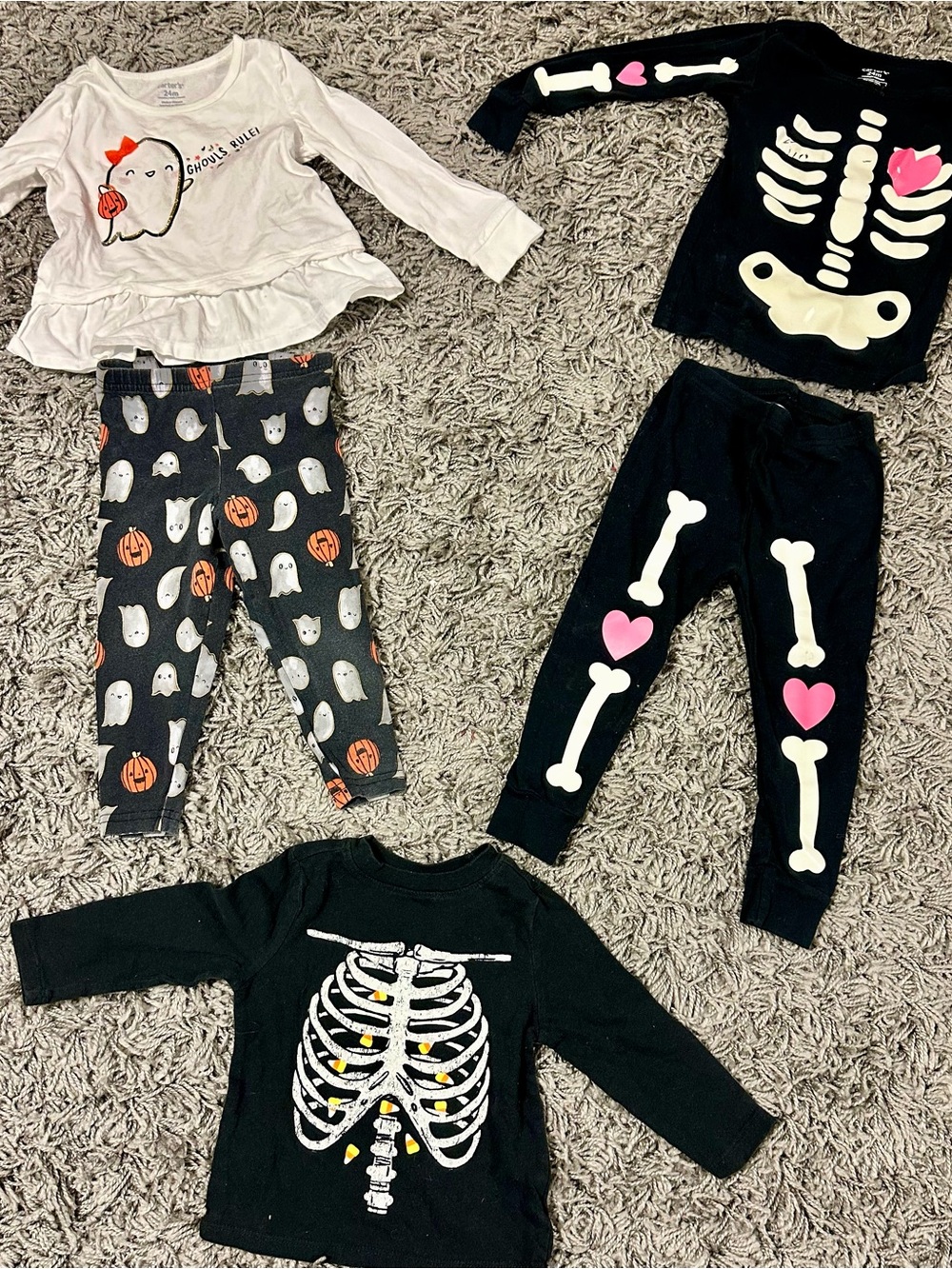 Old Navy Black, White, Pink & Orange Halloween Kids Matching Sets